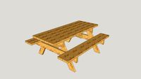 Picnic tabble with benches and hole for umbrella