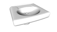 K-1999-4N Brenham(TM) Wall-mounted or concealed carrier arm mounted commercial bathroom sink with 4' centerset faucet holes and shroud