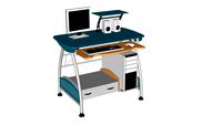 Computer, desk, computer desk, computer set, office computer, pc, personal computer, computer table, 3d, animasi
