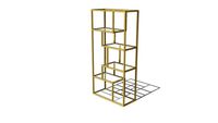 Gold and glass display shelving unit w84.2 h170 d36 cms