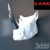 Deco Head Silver Horn Rhino