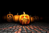 Creepy low poly jack-O'-Lantern Pumpkin for Halloween