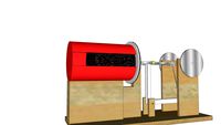MOTOR STIRLING COM CILINDRO POTÊNCIA A BORRACHA E VIRABREQUIM DIFERENTE