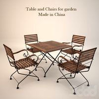 Iron chairs and table / China