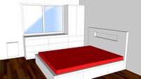 dormitorio con cama con cajones