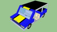 blue and yellow golf cart