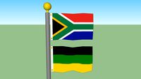 South Africa & African National Congress Flags with Flagpole