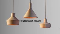 Wooden light pendants collection vol 13d model