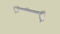 Forms+Surfaces Trio Bench, 8 foot, backless, extruded aluminum slats, one armrest