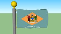 Delaware State Flag with Flagpole