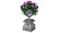 Garden Urn & Fancy Pedestal With Hydrangeas