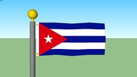 Cuba Flag with Flagpole