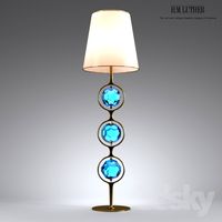 A Pair of Unique Blue Glass and Nickel Lamps II