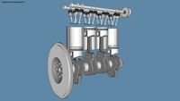 Engine 4 Pistons In Line (Animated with SketchyPhysics)