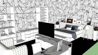 black and white bedroom