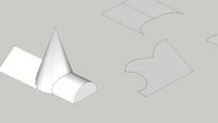 Cone intersecting straight and curved roof