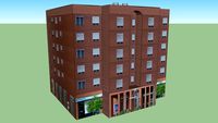 Edificio rojo en la minilla nº 16