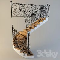 Staircase with forged handrail