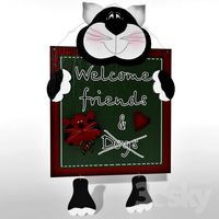Wooden figurine-cat "welcome"