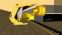 UG Longwall coal mine layout with shearing machine, track, roof support