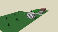 House with park and building.