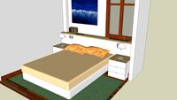 Dormitorio base tapizada, con mesillas del mod.909 de Molteni