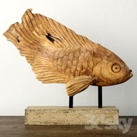 Rustic Teak Fish Sculpture