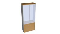Librería alta de 90 cm con 2 puertas bajas+ puertas de cristal haya/ aluminio