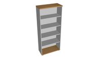 Librería alta de 90 cm abierta con 4 estantes moviles haya/ aluminio