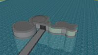 glass house (caution, this is surrounden by a annoying lake thing and ground!! I cant get rid of th