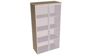 Librería media con puertas de cristal 155 x80 x40 cm haya metalizada