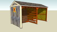 Wood Shed with Firewood and Barn Quilt