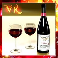 Red Wine Bottle (Glorioso) and Cup.3d model