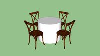 Event Creative 36in Round Table w/ Wooden Chairs