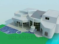 3D Model Mansion with a swimming pool