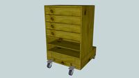 Floor Model Drill Press mobile base with storage cabinet.