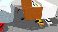 vert ramp with grandstand and shops