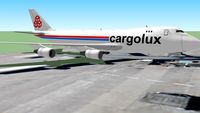 CargoLux Boeing 747-400F Loaded with FEDEX Trucks in Luxemburg {2Mb}
