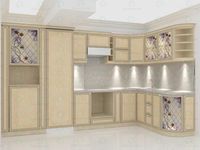 3D Model Classic kitchen, travertine elevations with granite countertops
