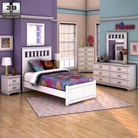 3D model of Ashley Lulu Panel Bedroom SET