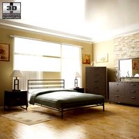 3D model of Ashley Sonya Metal Bedroom SET
