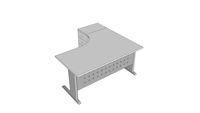 Ofi Metal - Escritorio angular izq.2 caj+arch. gris/ aluminio