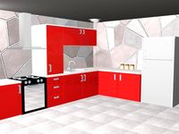 3D Model Red kitchen