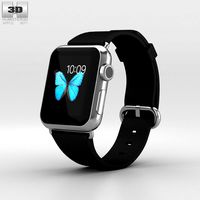 3D model of Apple Watch 38mm Stainless Steel Case Black Classic Buckle