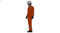 2D Man Orange in Coverall and Safety gear