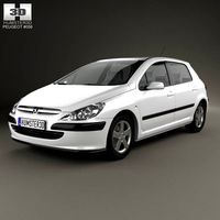 3D model of Peugeot 307 5-door hatchback 2001