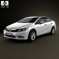 3D model of Honda Civic sedan with HQ interior 2012
