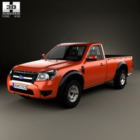 3D model of Ford Ranger Regular Cab 2009