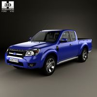 3D model of Ford Ranger Extended Cab 2009