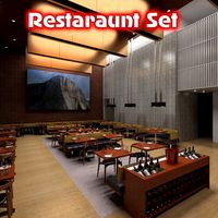 3D model of Restaraunt 02 Set